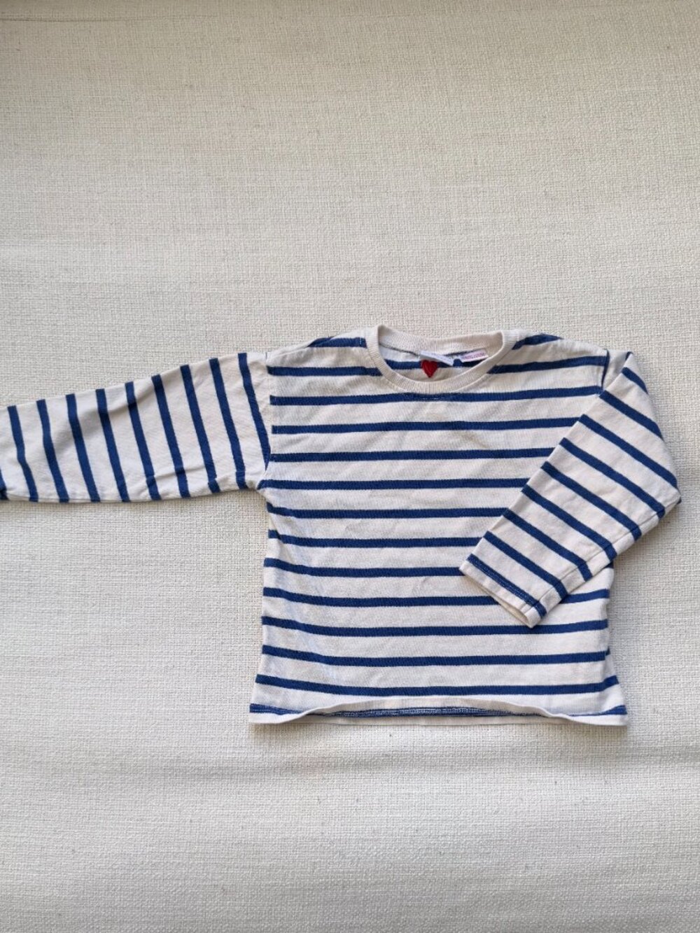 ZARA Kids Striped Long Sleeve Tee Blue White Size 4 Nautical Stripe Breton Top